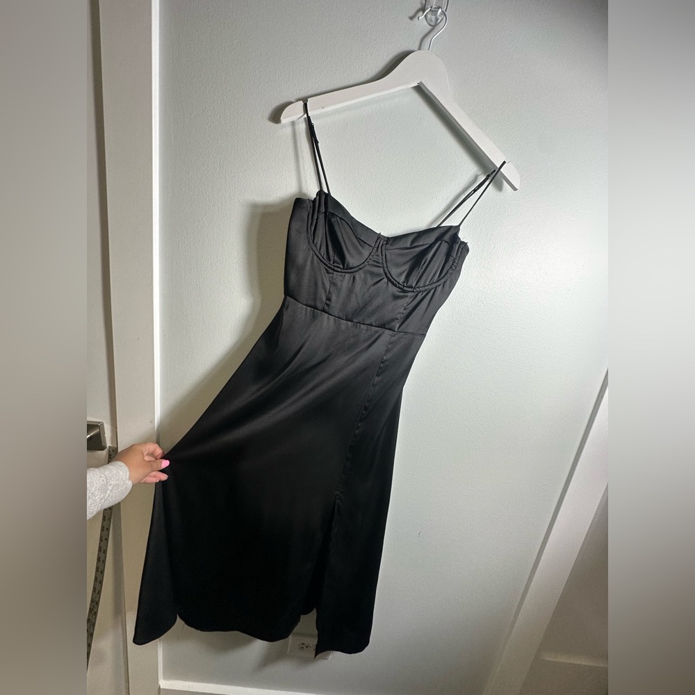 ASTR Gala Bustier Black Midi Party Cocktail Whimsigoth Dark Romantic Dress Sm - Picture 11 of 16